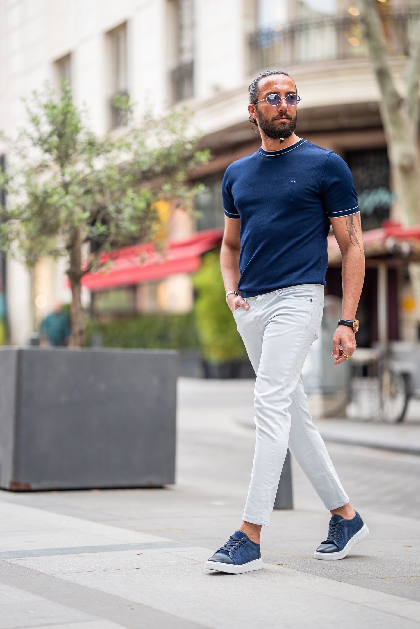 Brabion Crete Navy Blue Slim Fit T-Shirt