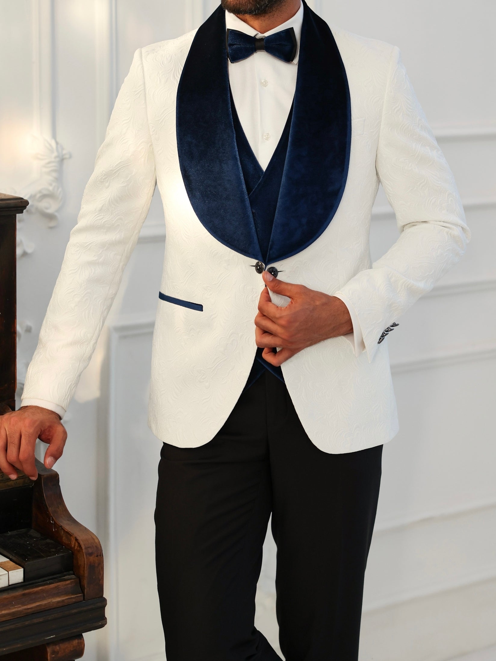 White Slim-Fit Tuxedo 3-Piece - BRABION