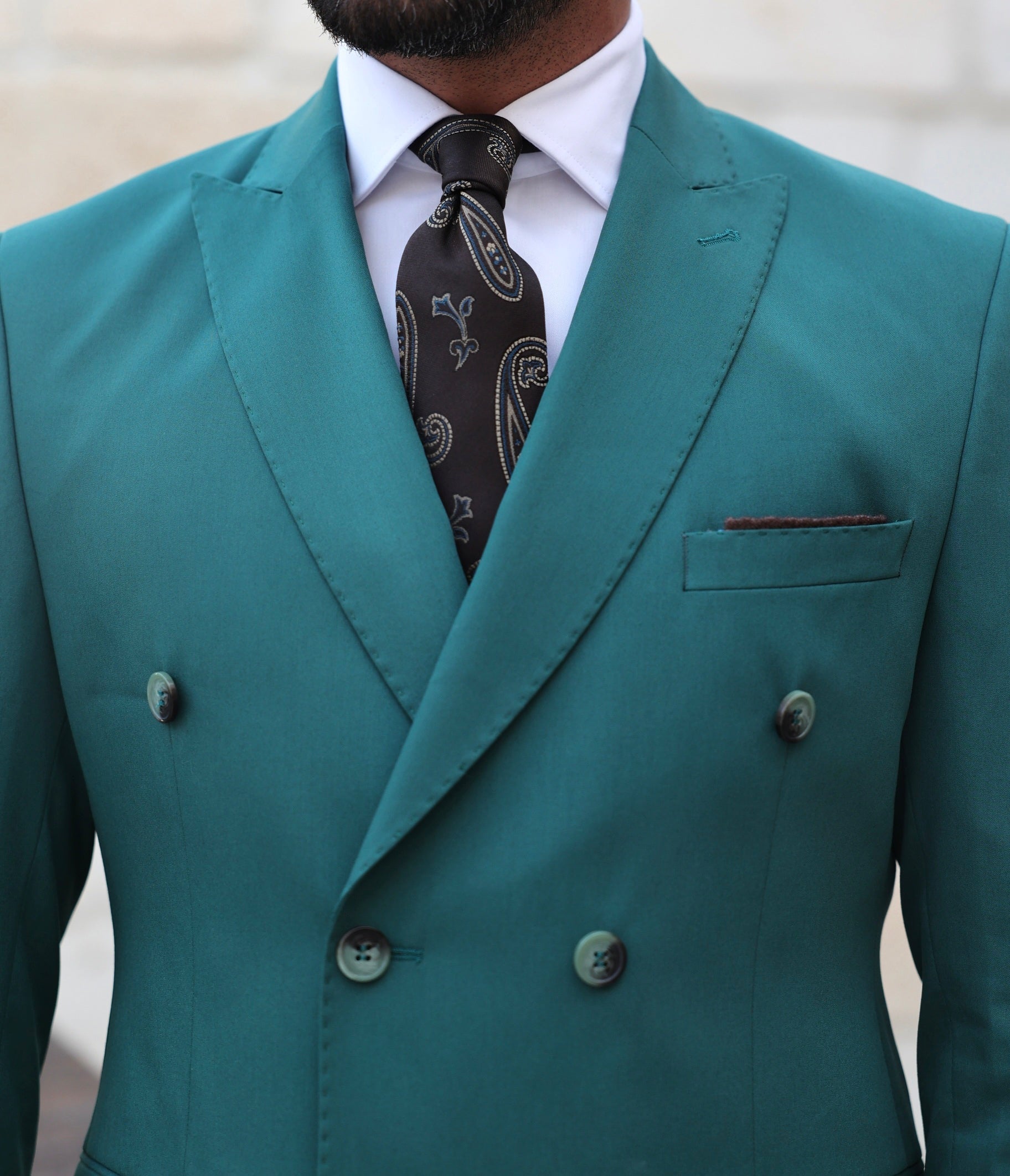 Green Double Breasted Suit 2-Piece VIOSSI