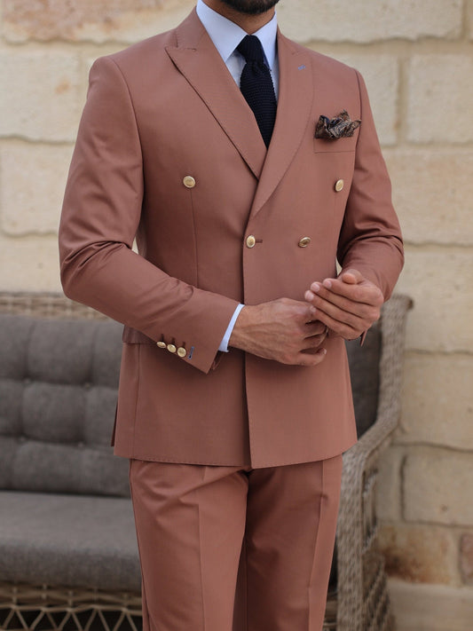 Brown Double Breasted Suit 2-Piece VIOSSI
