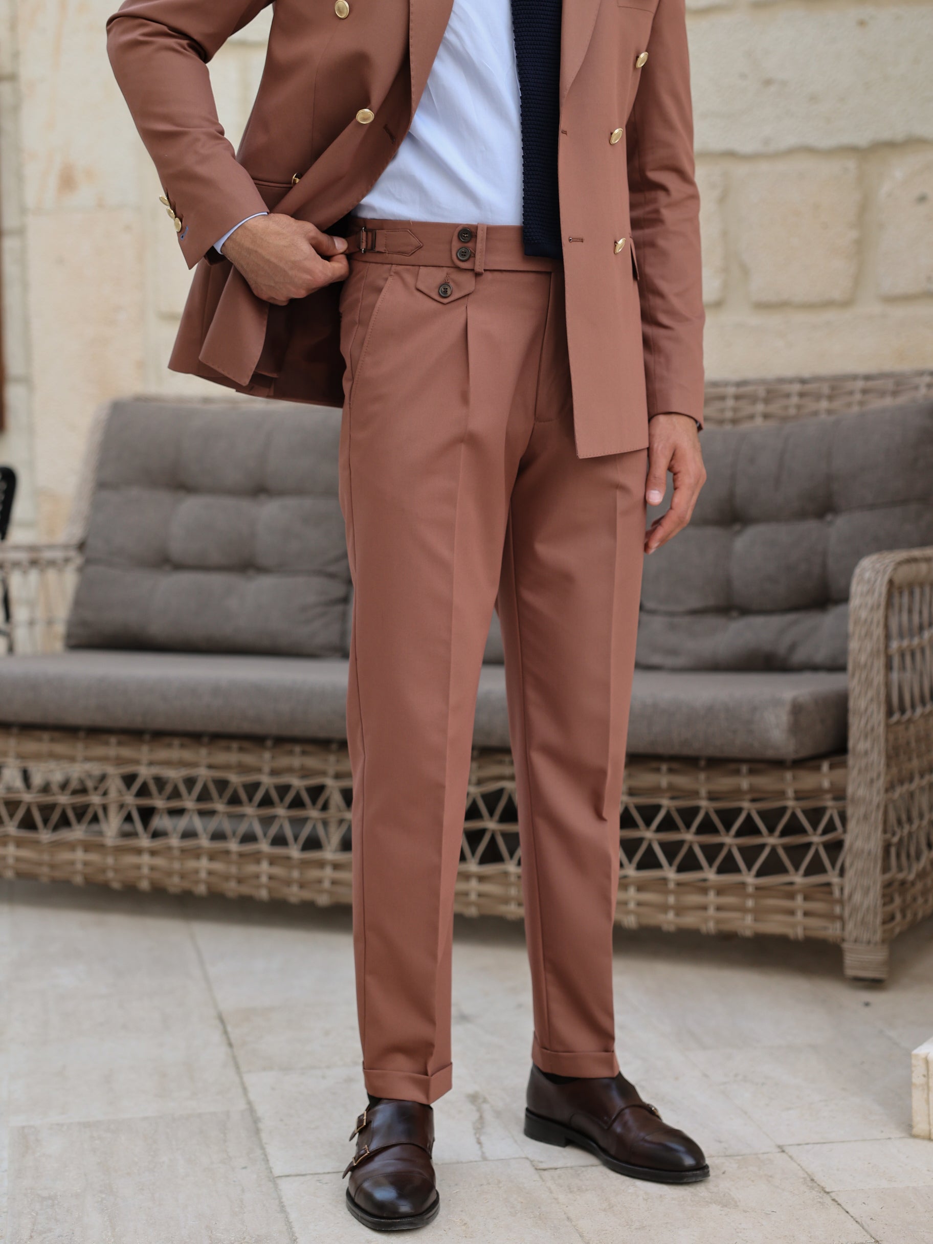 Brown Double Breasted Suit 2-Piece VIOSSI