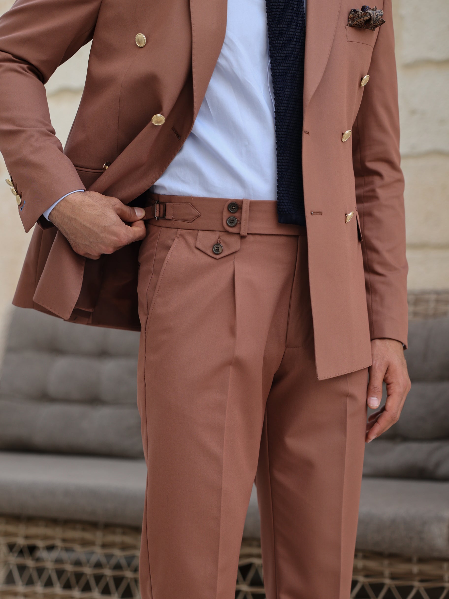 Brown Double Breasted Suit 2-Piece VIOSSI