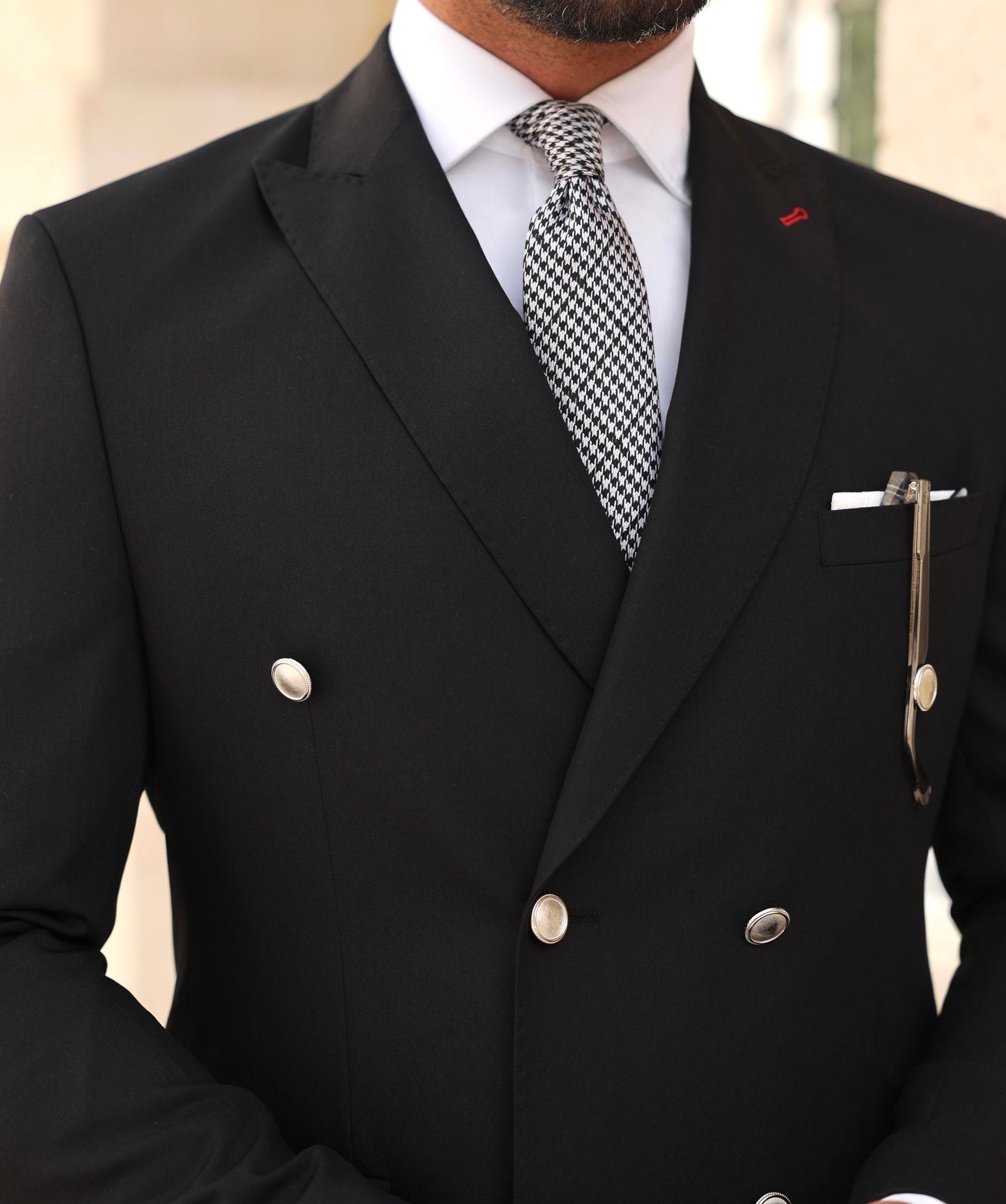 Black Double Breasted Suit 2-Piece VIOSSI