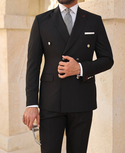 Black Double Breasted Suit 2-Piece VIOSSI