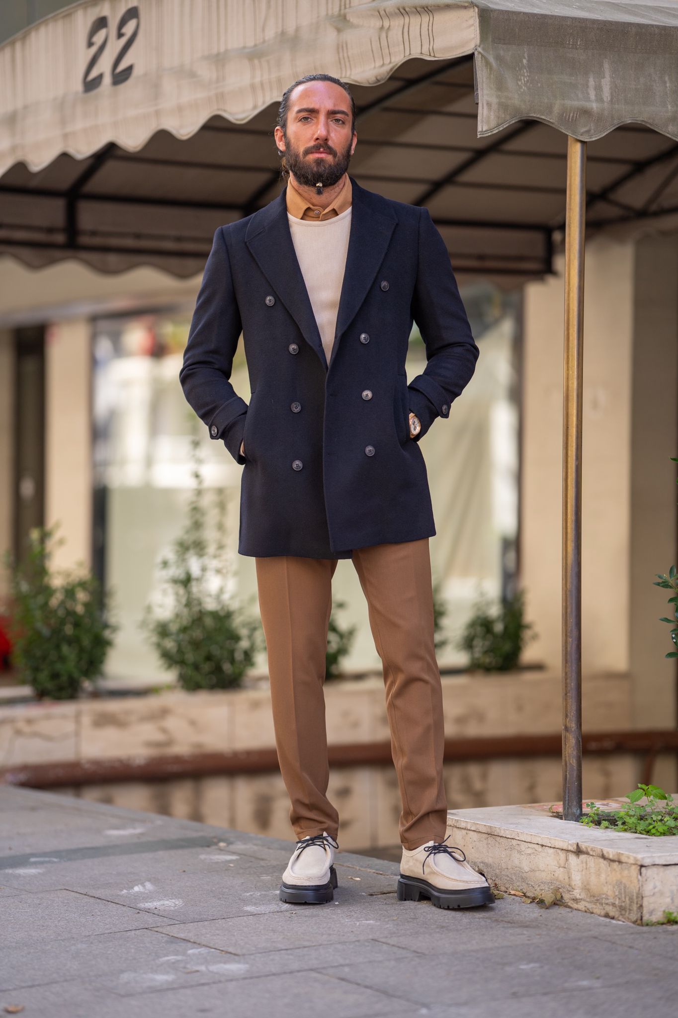 Brabion Black Slim Fit Long Coat: Elegant Versatility for Every Occasion
