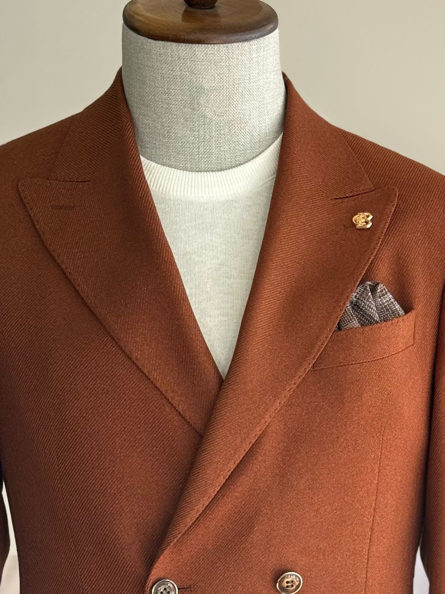 Brown Double Breasted Blazer - BRABION