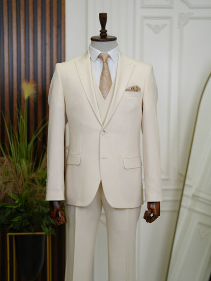 Brabion Aston Beige Slim Fit 3 Piece Suit - Elegance for Every Occasion