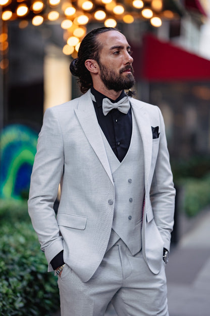 Ardean Gray Slim Fit Peak Lapel Tuxedo: A Statement of Sophistication