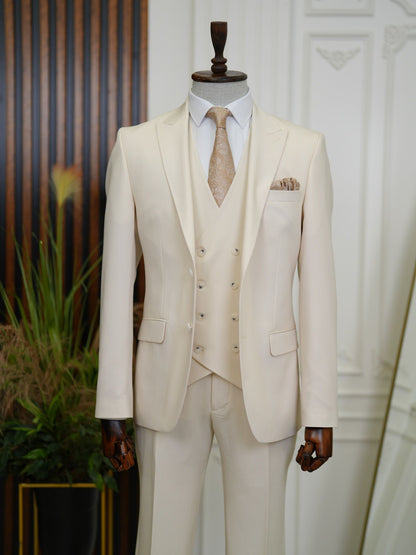 Brabion Aston Beige Slim Fit 3 Piece Suit - Elegance for Every Occasion