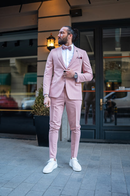 Brabion Massimo Pink Slim Fit Peak Lapel Tuxedo