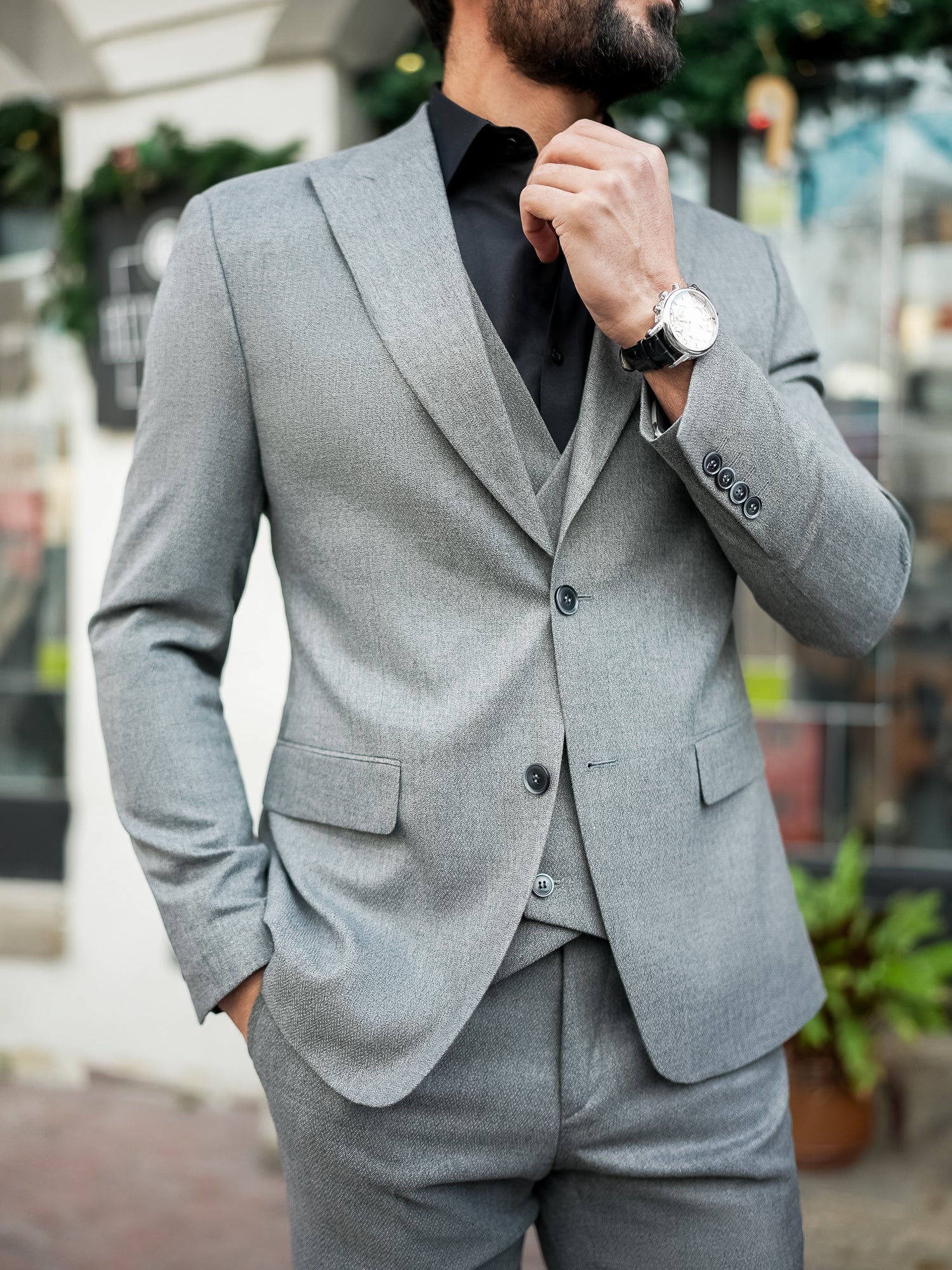 Grey Slim-Fit Suit 3-Piece VIOSSI