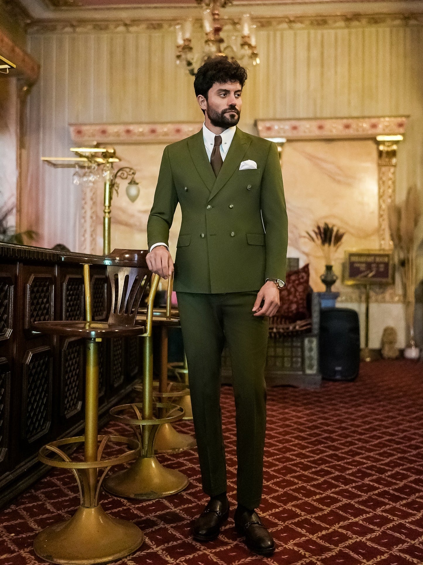Khaki Double Breasted Suit 2-Piece VIOSSI
