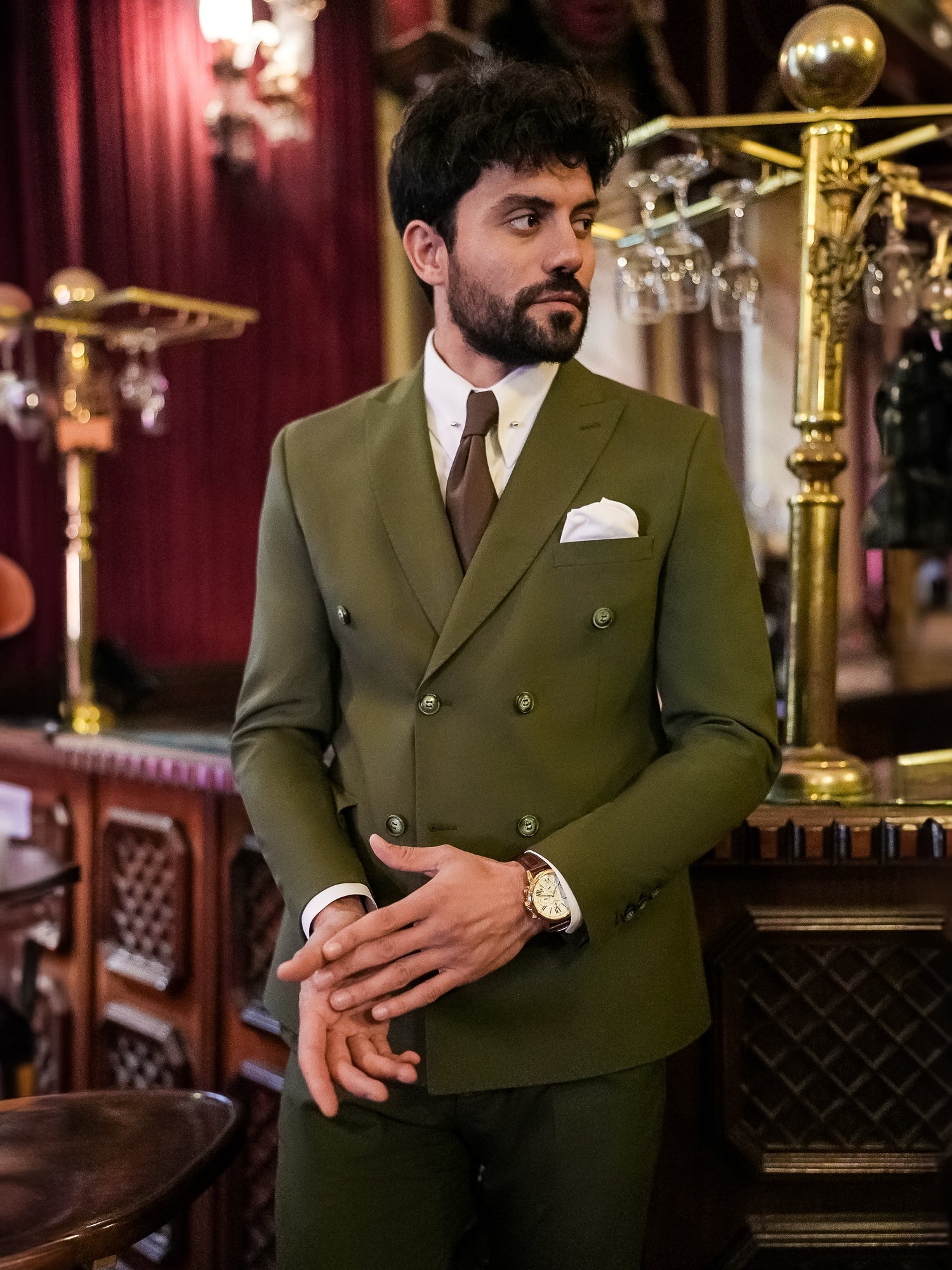 Khaki Double Breasted Suit 2-Piece VIOSSI
