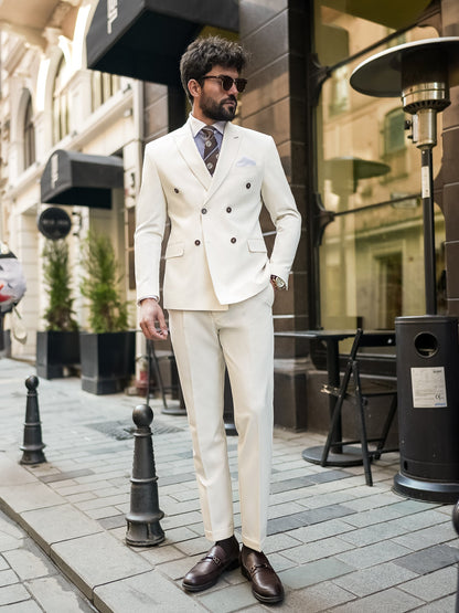 White Double Breasted Suit 2-Piece VIOSSI