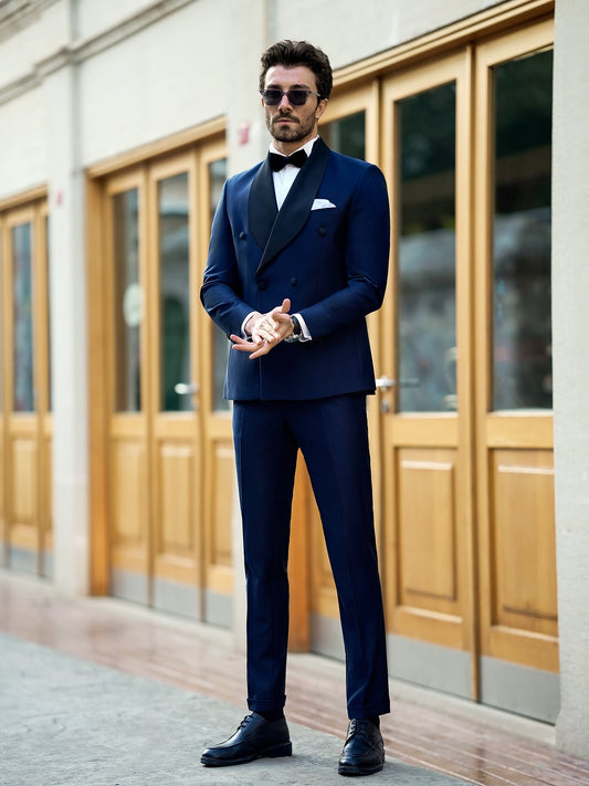 Navy Double Breasted Tuxedo 2-Piece - BRABION