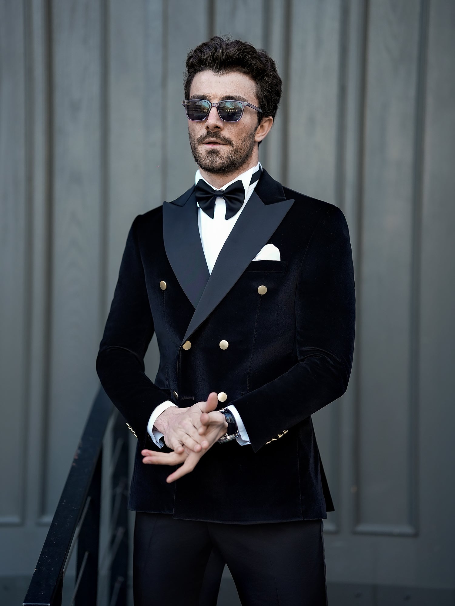 Black Velvet Double Breasted Tuxedo 2-Piece - BRABION