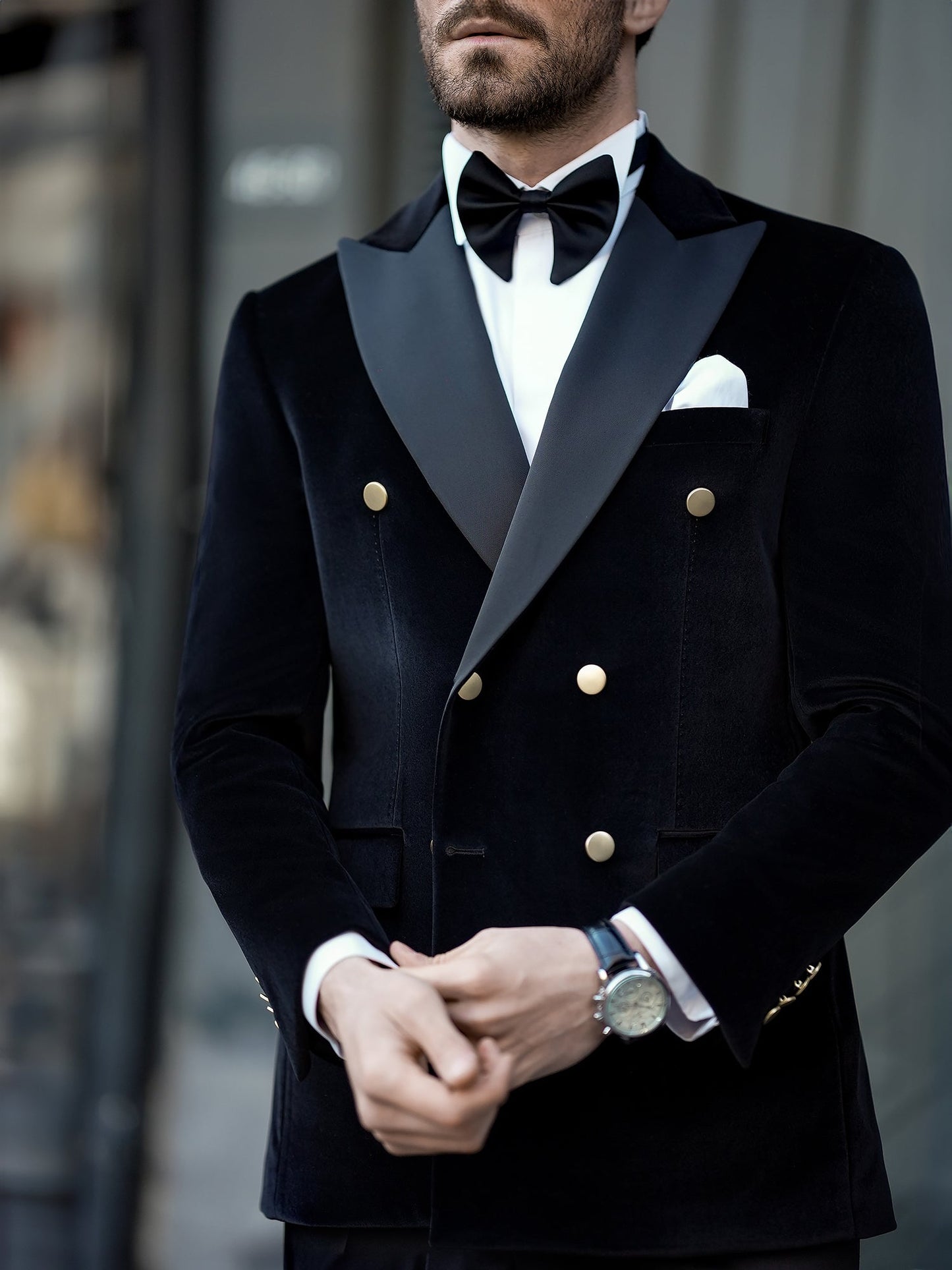 Black Velvet Double Breasted Tuxedo 2-Piece - BRABION