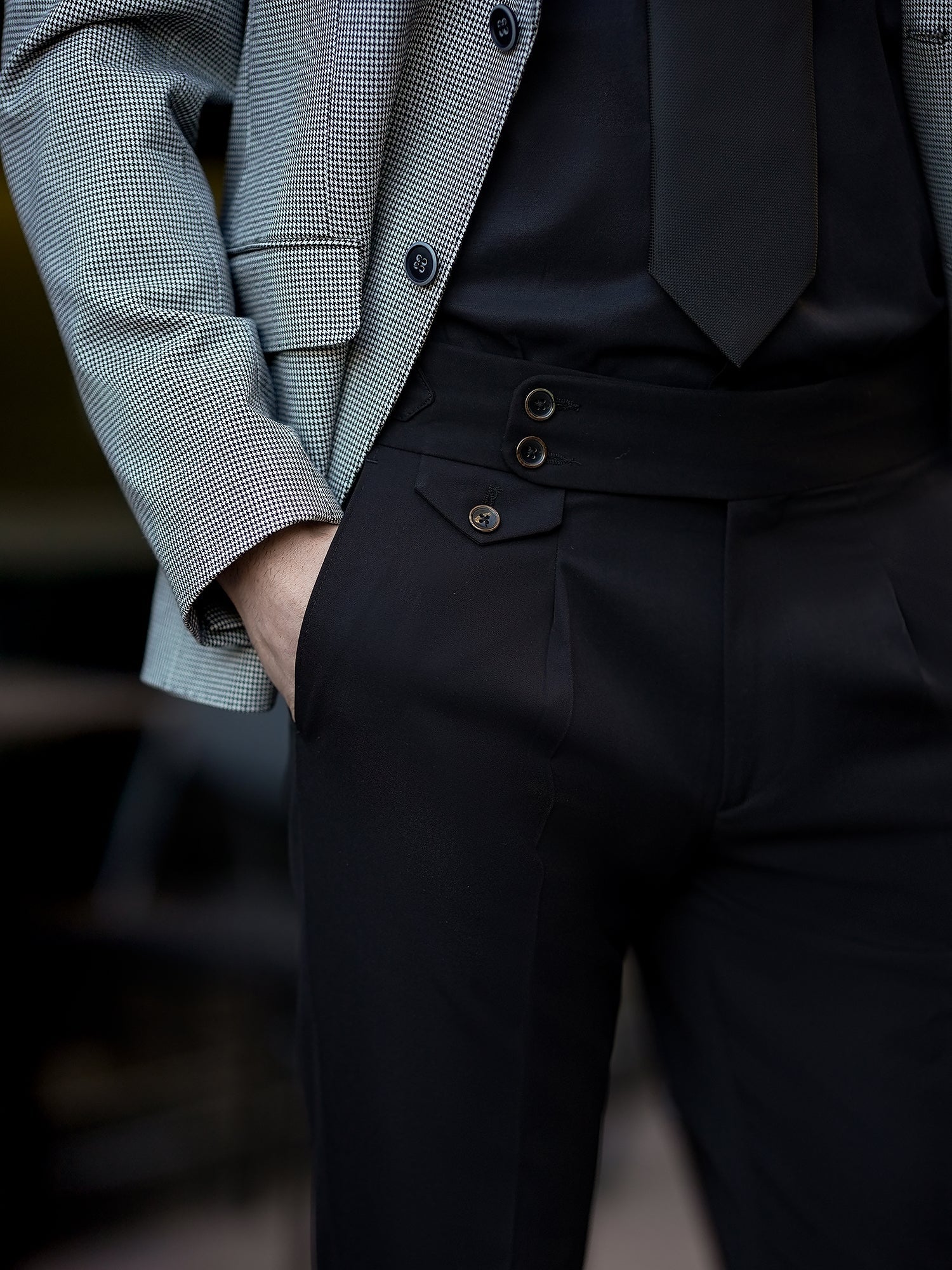 White Houndstooth Single Breasted Blazer - BRABION