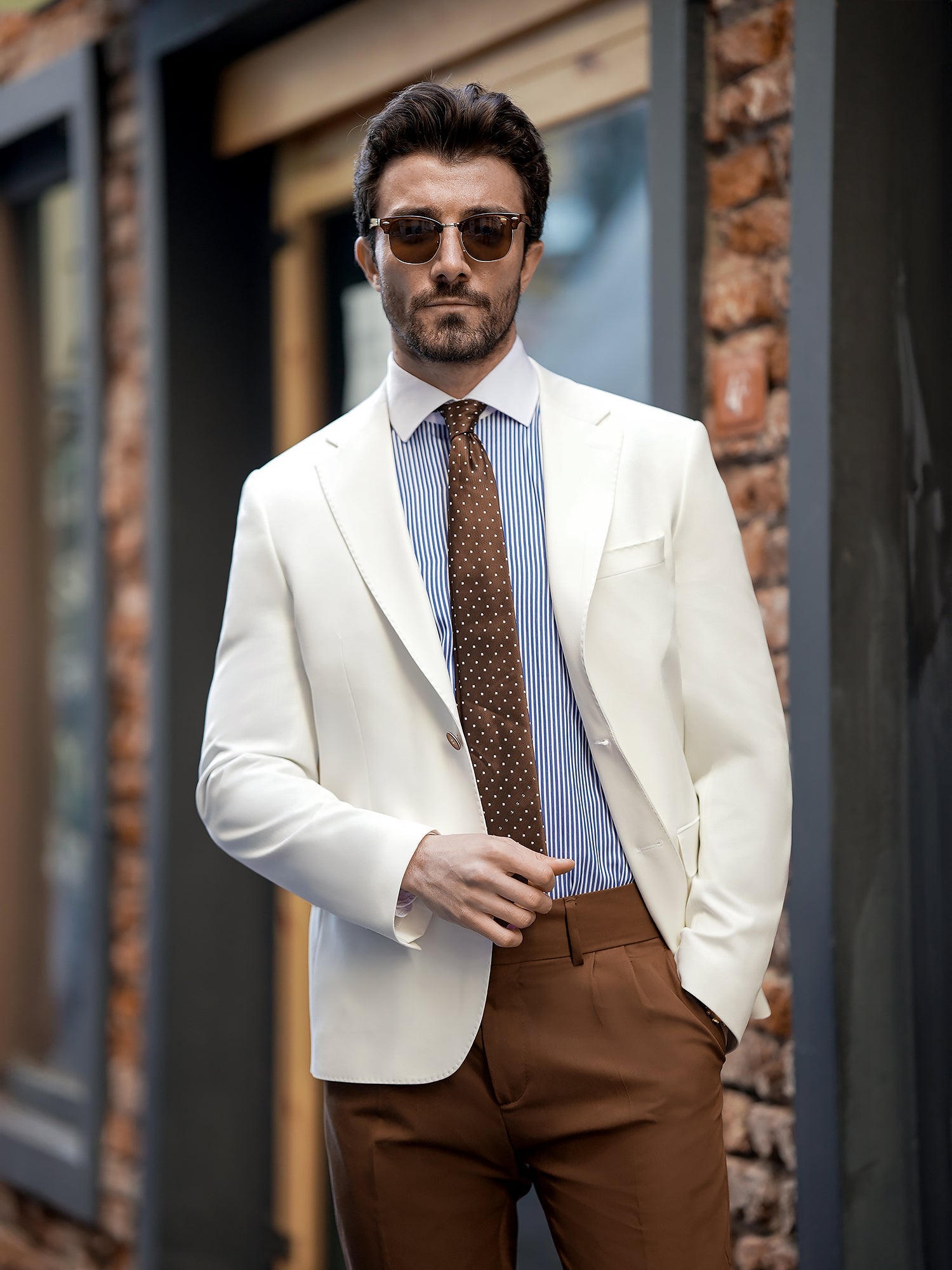 White Single Breasted Blazer - BRABION