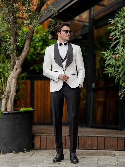 White Slim-Fit Tuxedo 3-Piece - BRABION