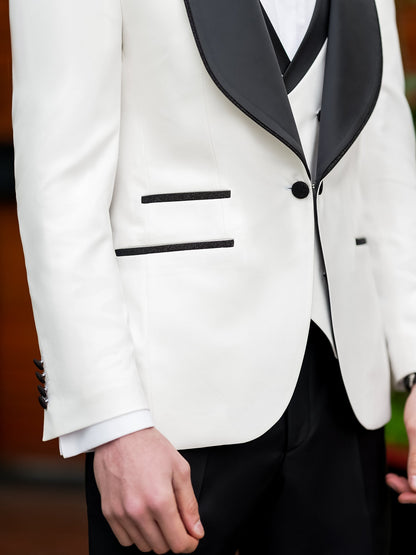 White Slim-Fit Tuxedo 3-Piece - BRABION