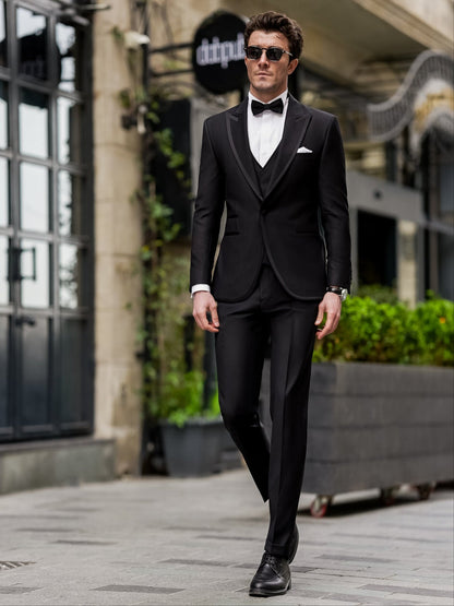 Black Slim-Fit Tuxedo 3-Piece - BRABION