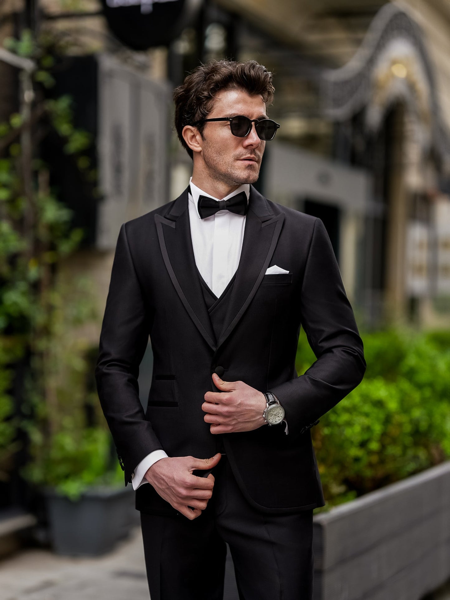 Black Slim-Fit Tuxedo 3-Piece - BRABION