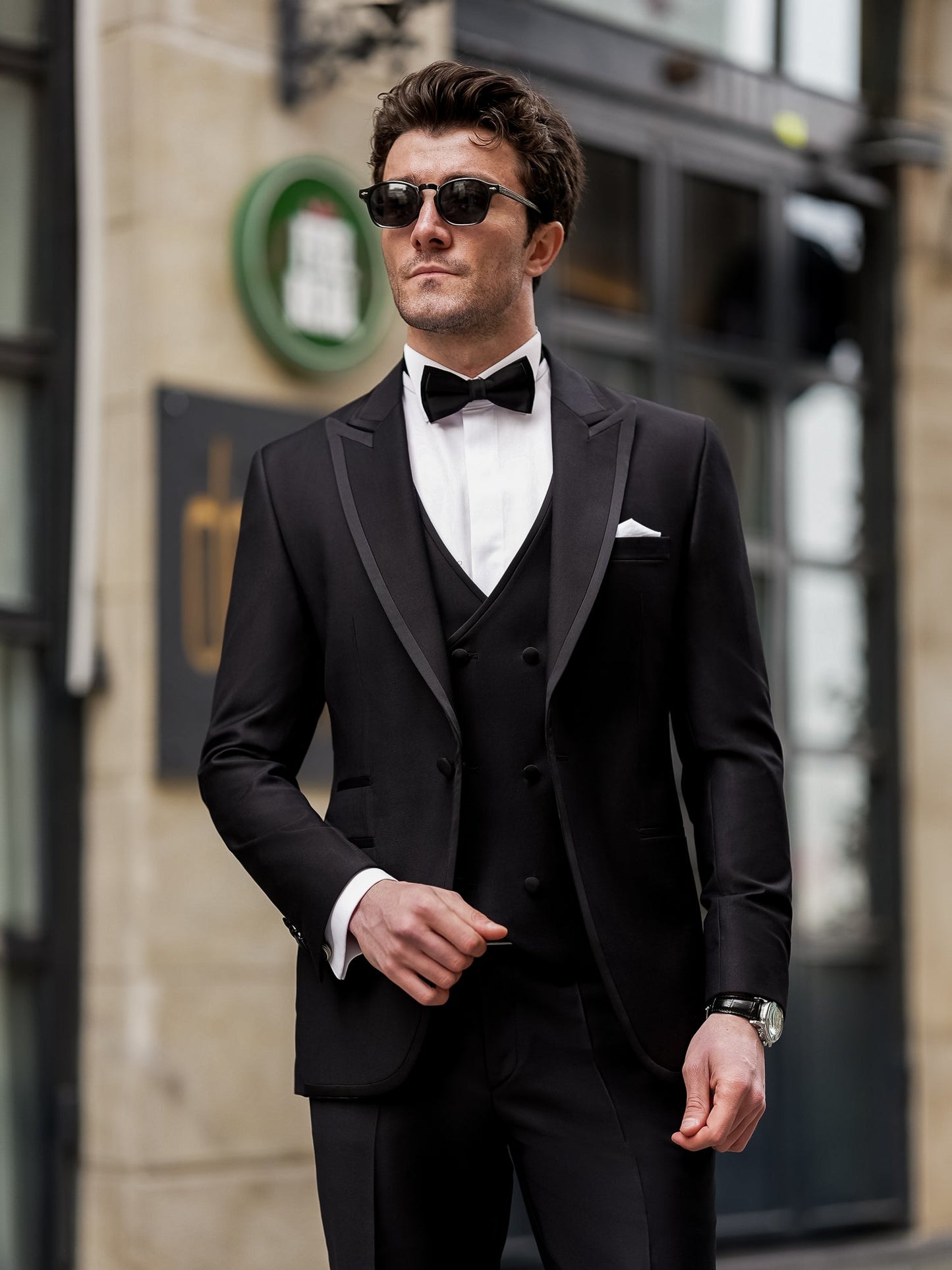 Black Slim-Fit Tuxedo 3-Piece - BRABION