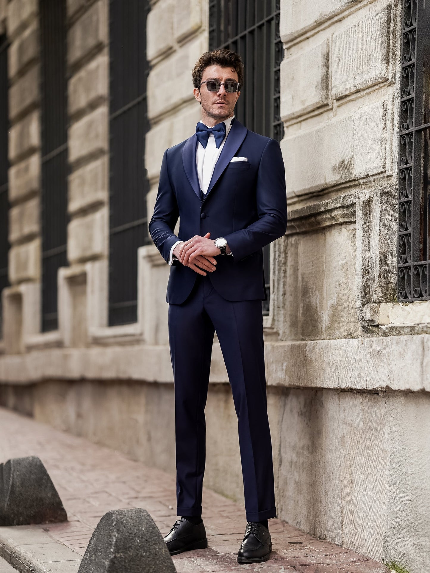 Navy Slim-Fit Tuxedo 3-Piece - BRABION