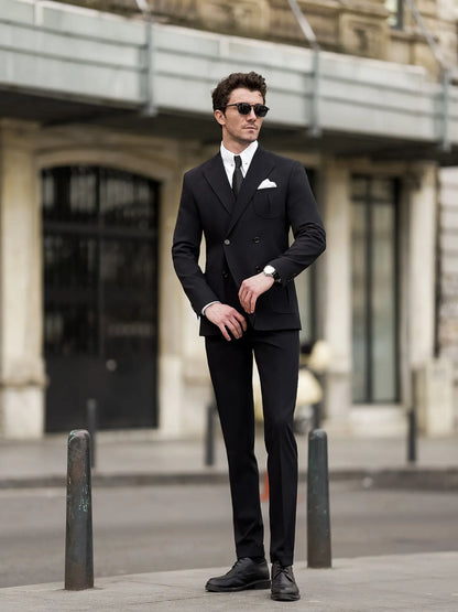 Black Double Breasted Suit 2-Piece - BRABION