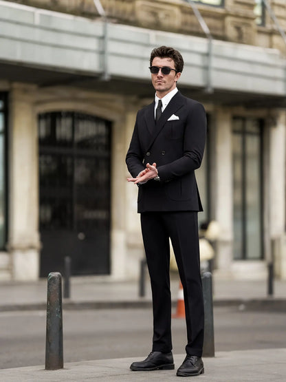 Black Double Breasted Suit 2-Piece - BRABION