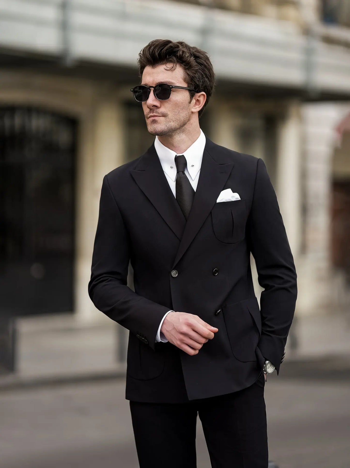 Black Double Breasted Suit 2-Piece - BRABION