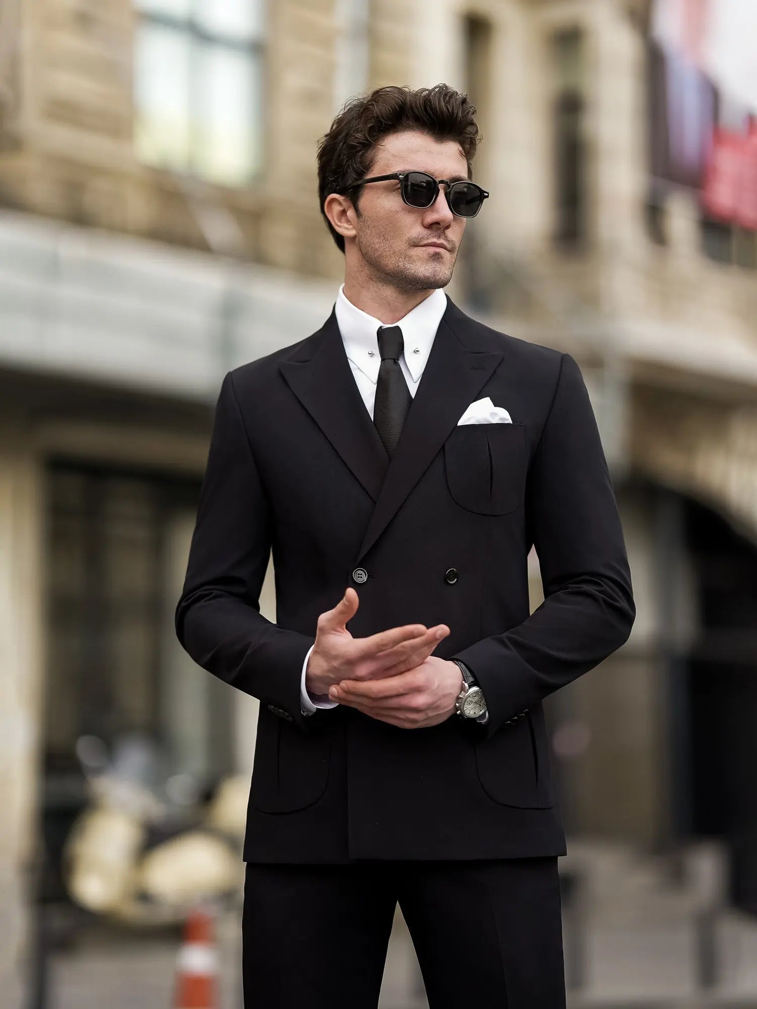 Black Double Breasted Suit 2-Piece - BRABION
