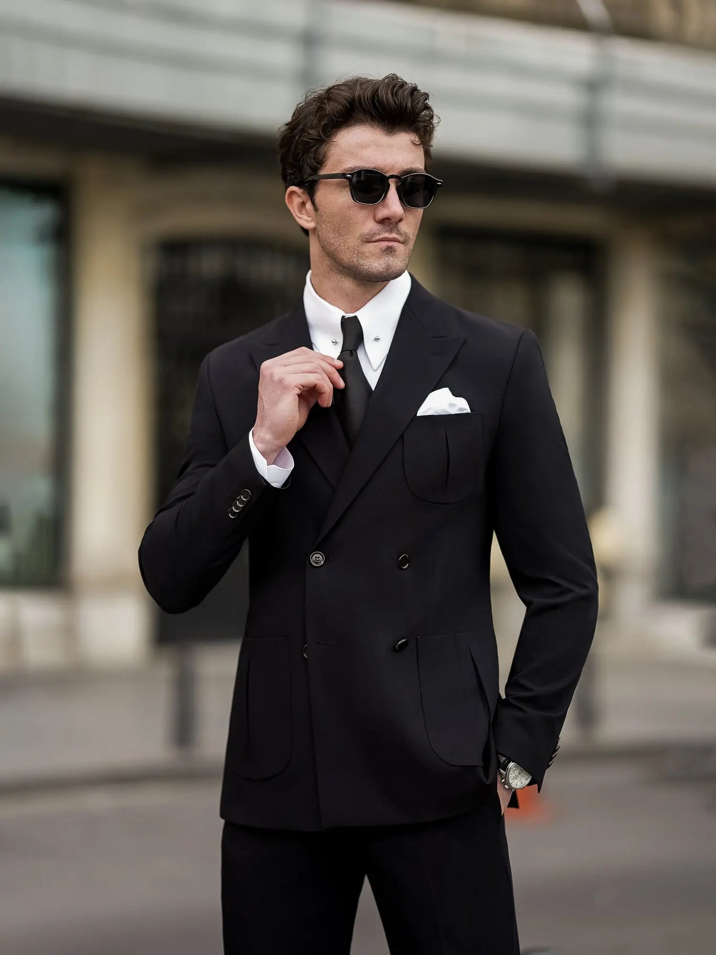 Black Double Breasted Suit 2-Piece - BRABION