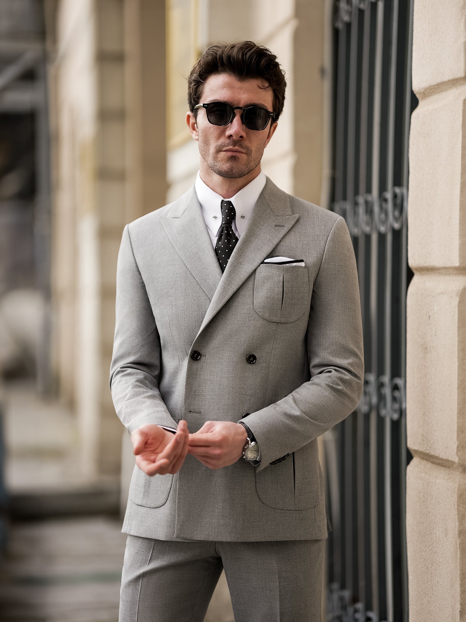 Grey Double Breasted Suit 2-Piece VIOSSI