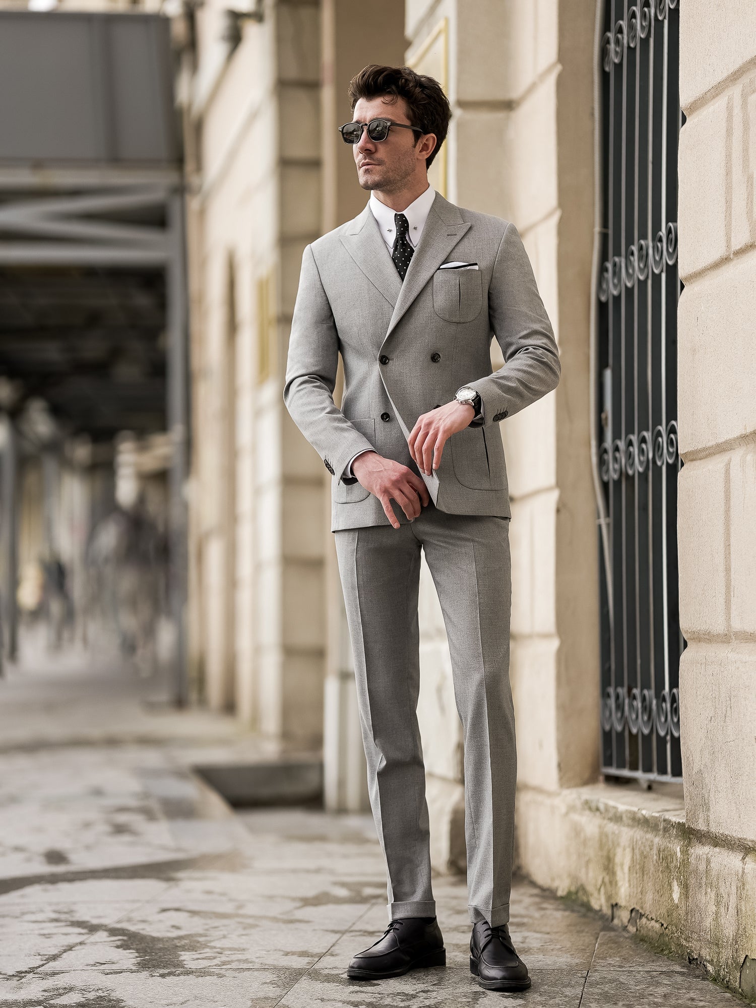Grey Double Breasted Suit 2-Piece VIOSSI