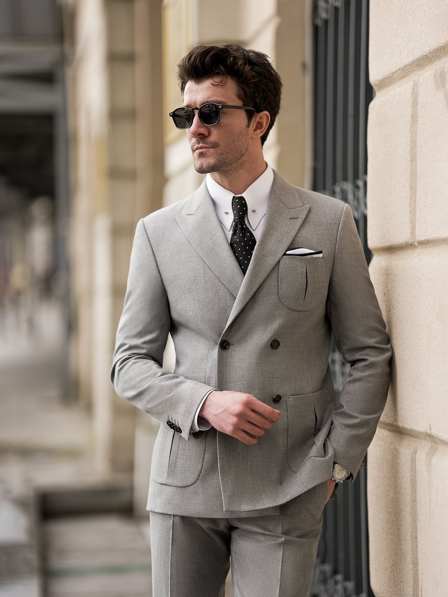 Grey Double Breasted Suit 2-Piece VIOSSI
