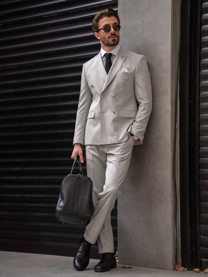 Grey Double Breasted Suit 2-Piece VIOSSI