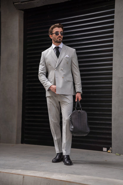 Grey Double Breasted Suit 2-Piece VIOSSI