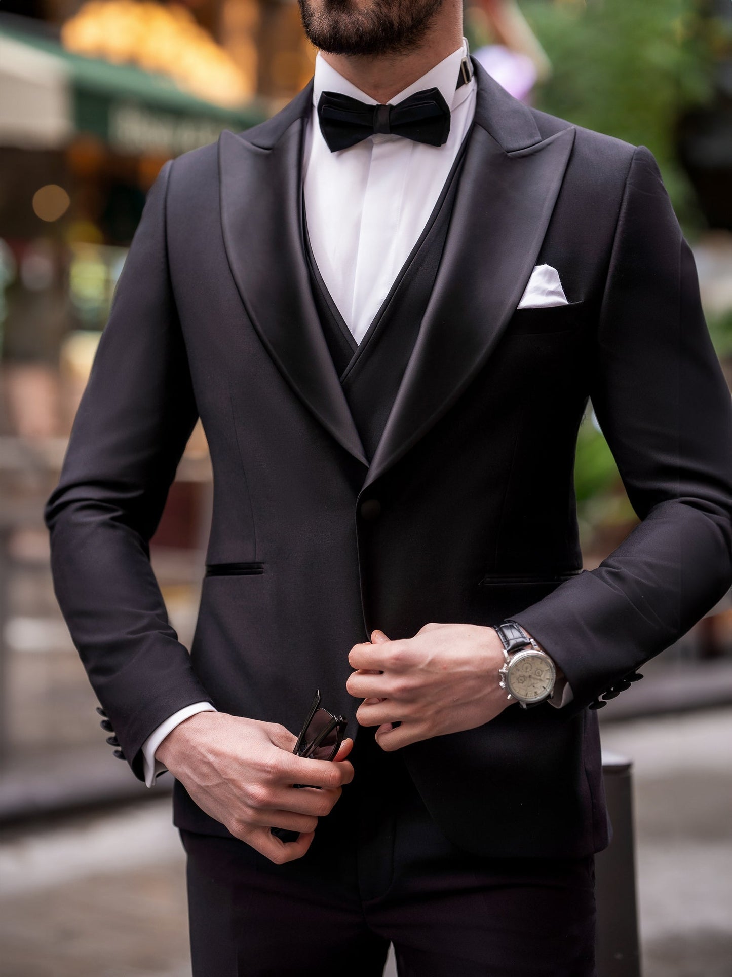 Black Slim-Fit Tuxedo 3-Piece - BRABION