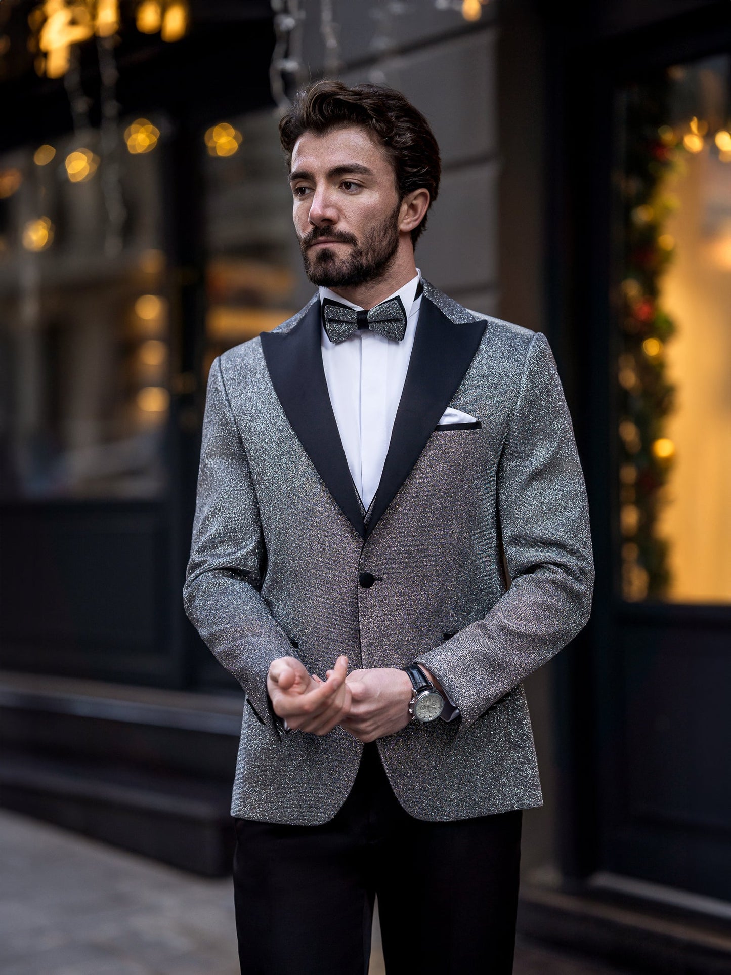 Grey Slim-Fit Tuxedo 3-Piece - BRABION