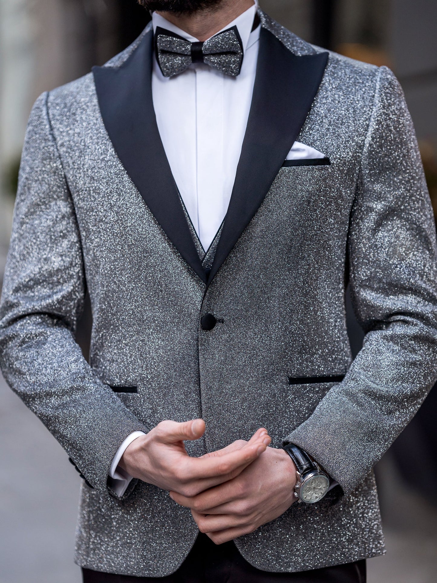 Grey Slim-Fit Tuxedo 3-Piece - BRABION