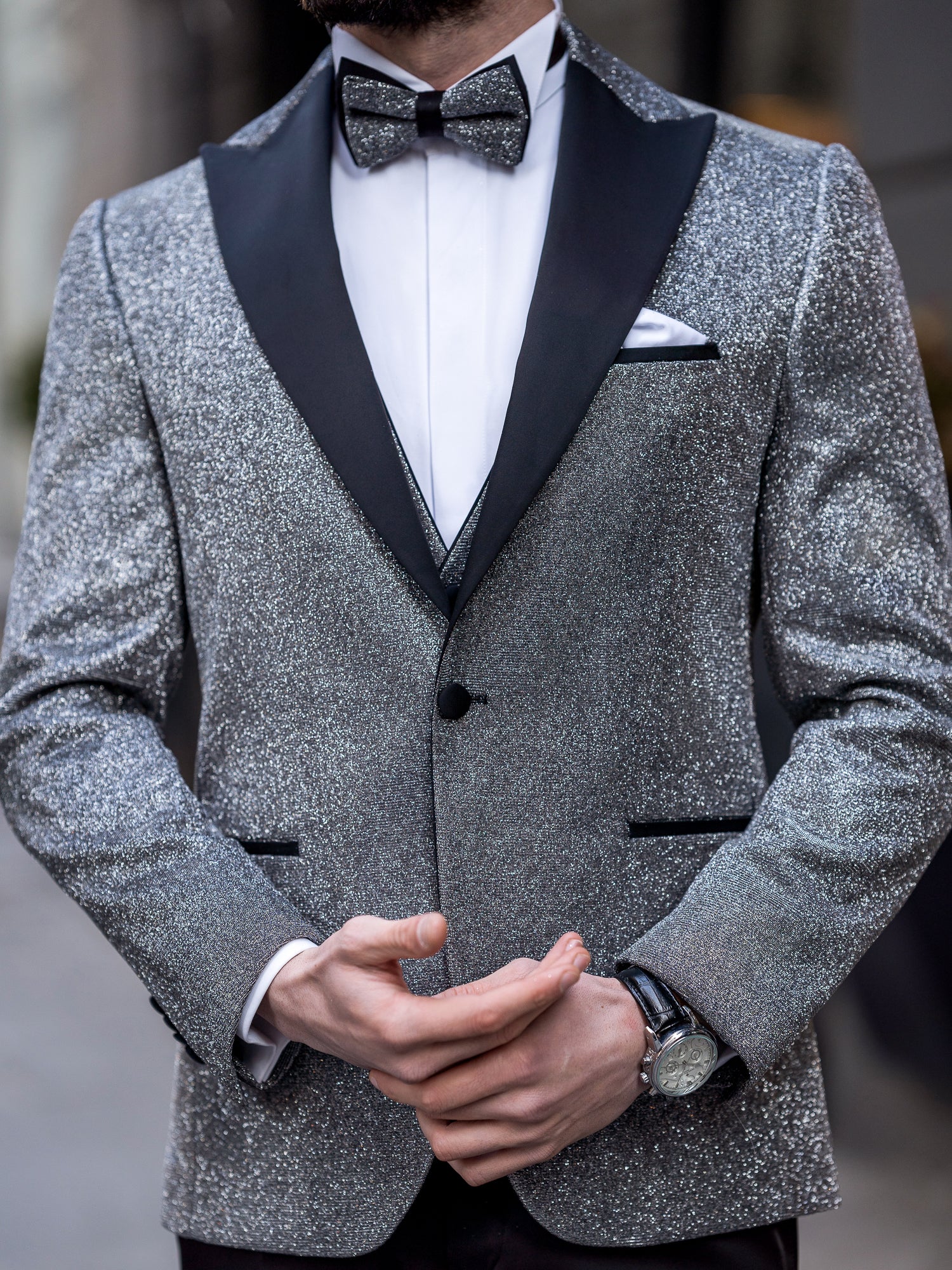 Grey Slim-Fit Tuxedo 3-Piece - BRABION