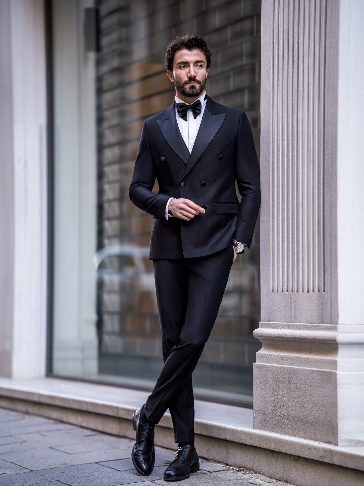 Black Double Breasted Tuxedo 2-Piece - BRABION