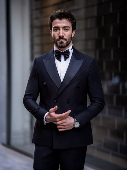 Black Double Breasted Tuxedo 2-Piece - BRABION