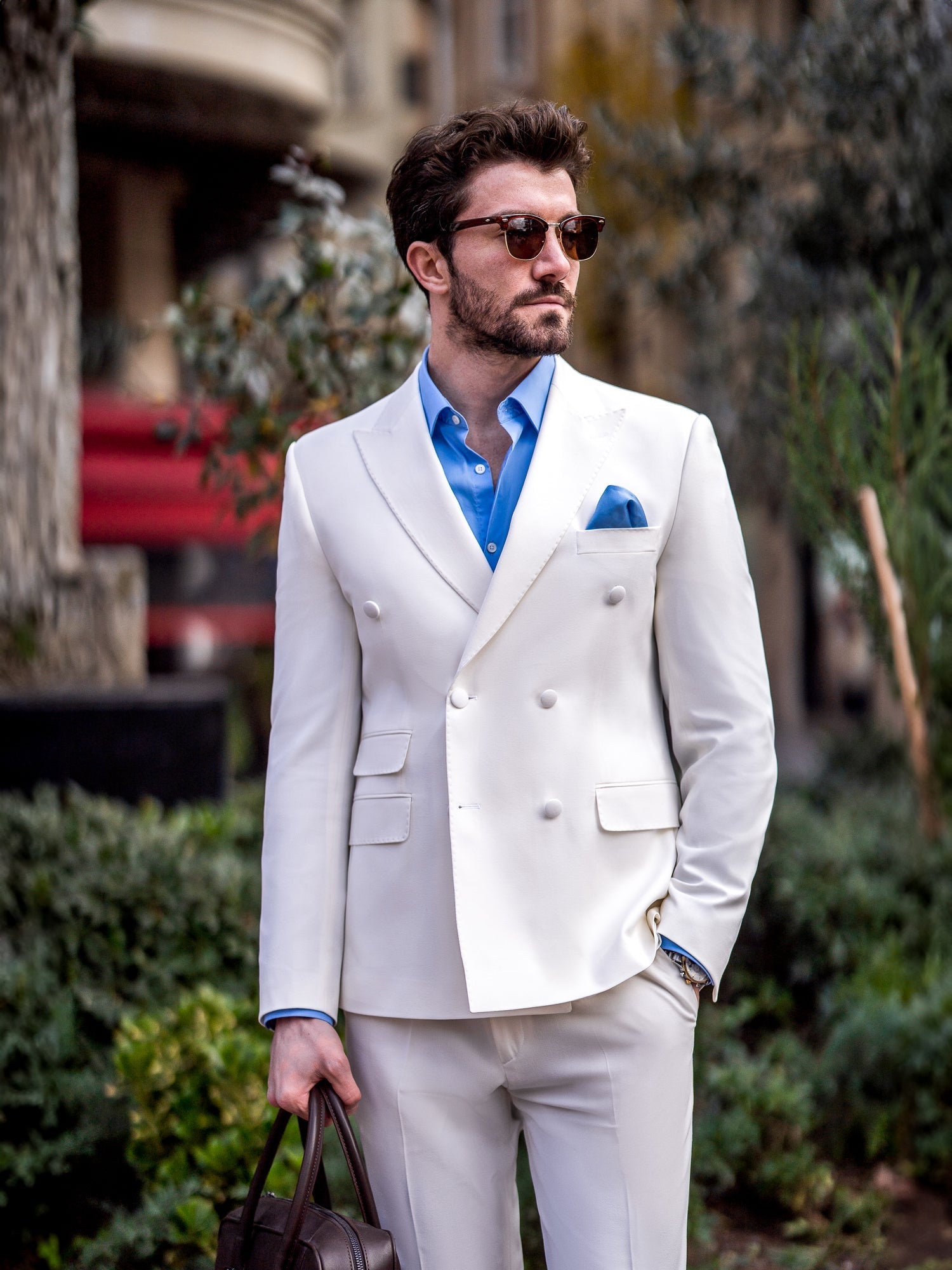 White Double Breasted Suit 2-Piece VIOSSI