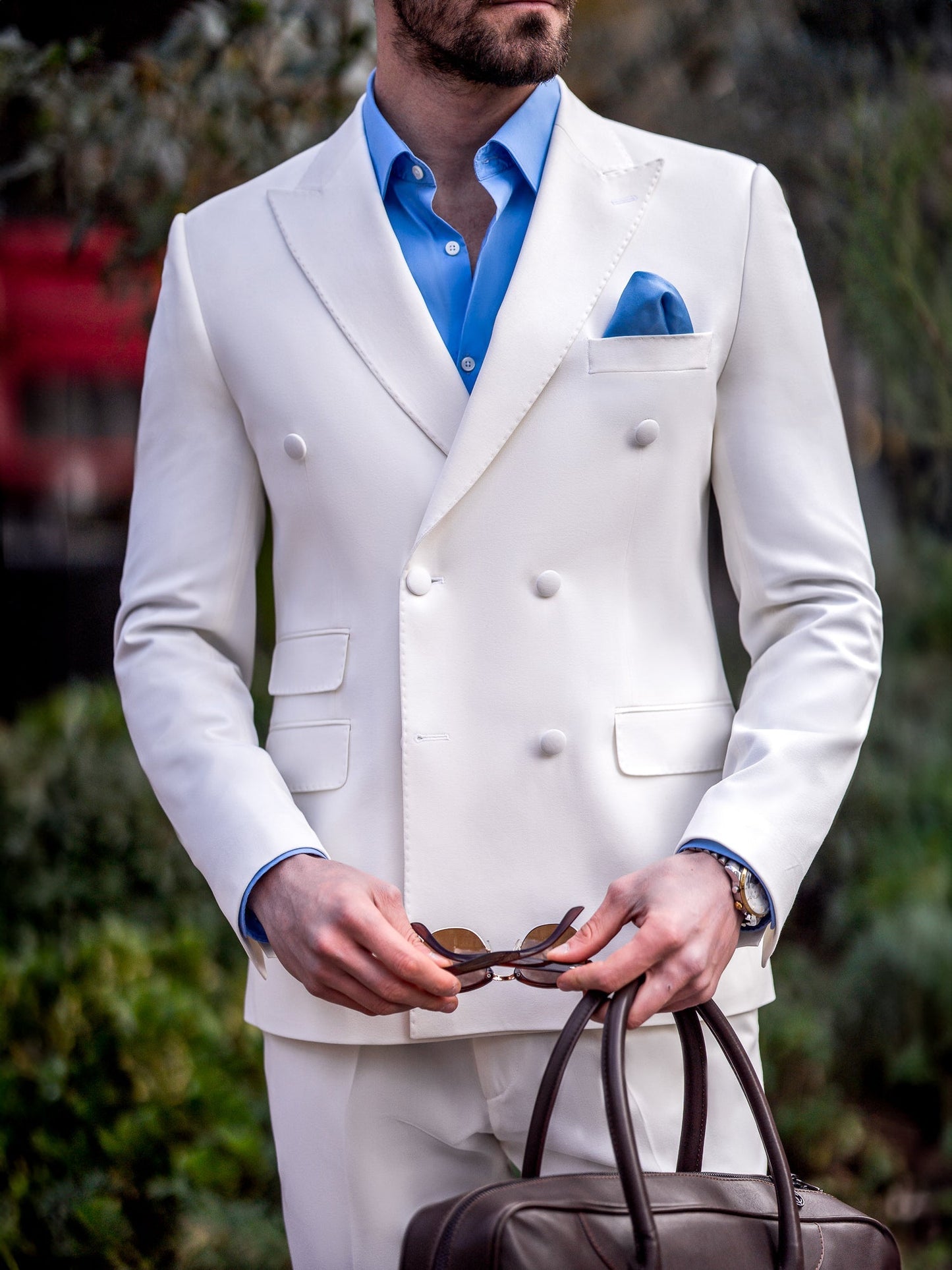 White Double Breasted Suit 2-Piece VIOSSI