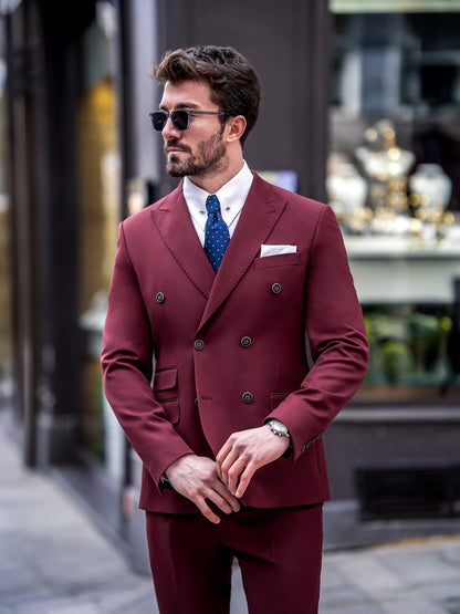Bordeaux Double Breasted Suit 2-Piece VIOSSI