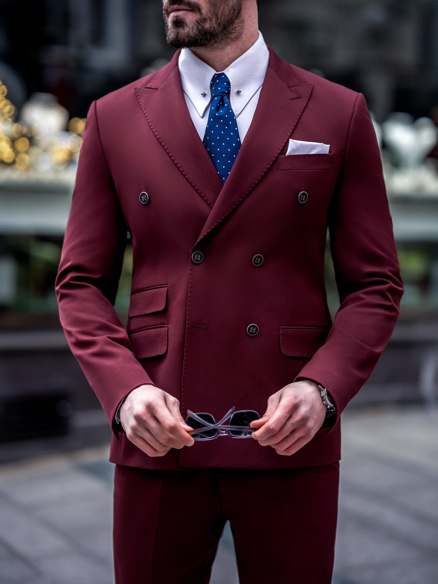 Bordeaux Double Breasted Suit 2-Piece VIOSSI