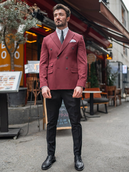 Bordeaux Double Breasted Blazer - BRABION